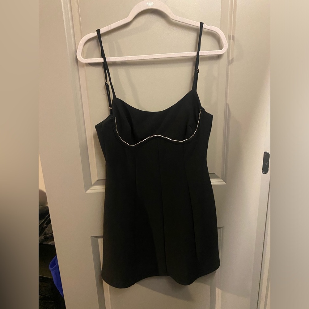 Black Cocktail dress with crystal detailing from Princess Polly